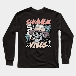 "Summer Vibes" Funny Skull Long Sleeve T-Shirt